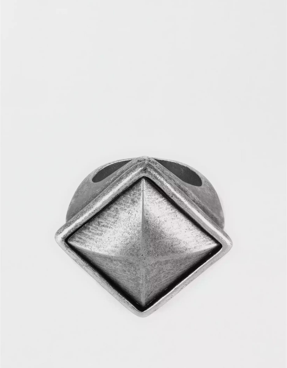 Bijoux American Eagle Antiqued Faceted Pyramid Ring Argent Homme | WDC-82904179